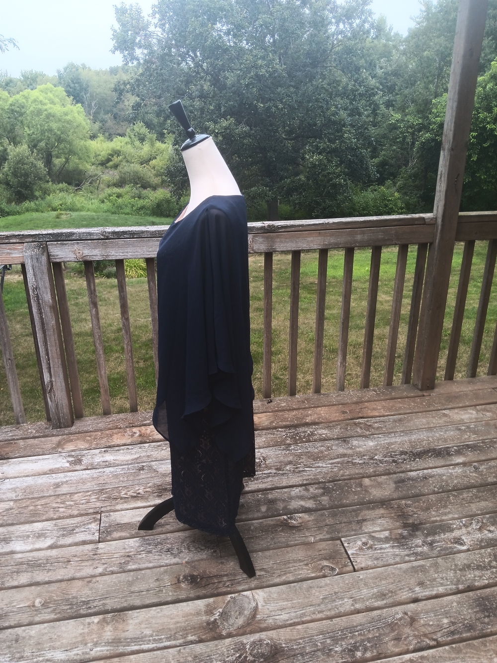 Connected Apparel Navy Lace Chiffon Overlay Wedding Guest Dress NWT Size 18W - Picture 4 of 9